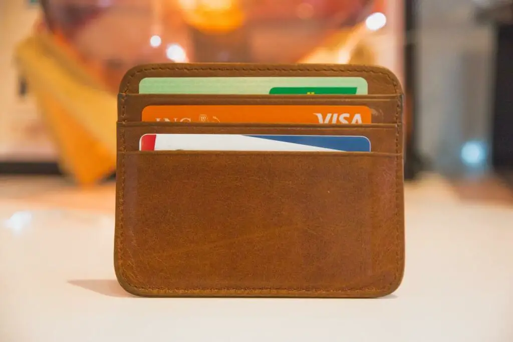 A wallet with cards