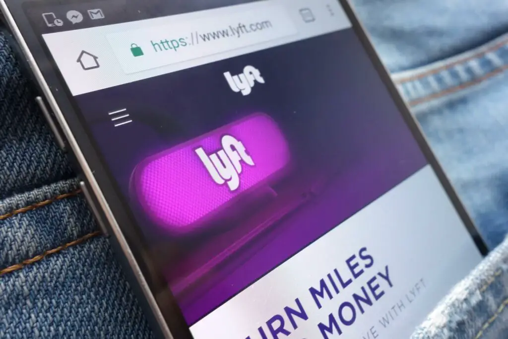 Lyft's app showing on a display