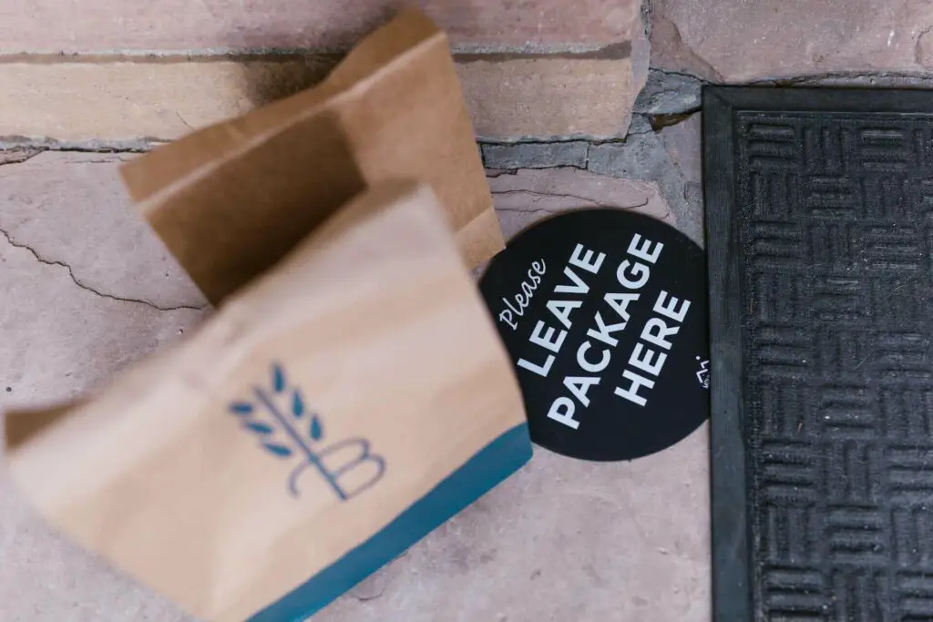 Packages of food on the doorstep
