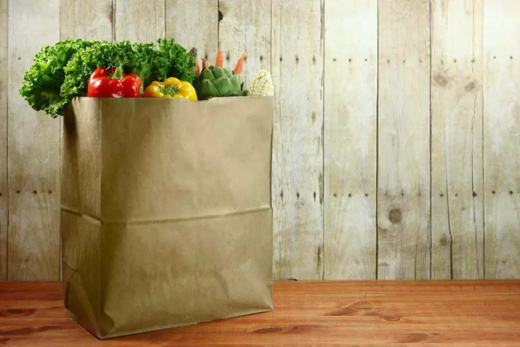 Bag filled with groceries