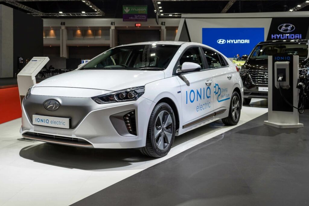 White Hyundai Ioniq exhibited